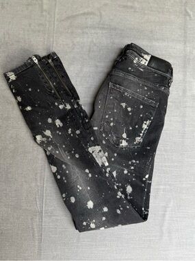 Zara Black Slim Paint-Splash Skinny Jeans size 2